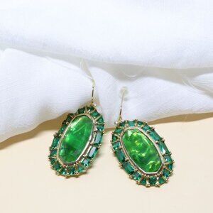 Kendra Scott✨ Elle Gold Crystal Frame Drop Earrings Kelly Green Illusion